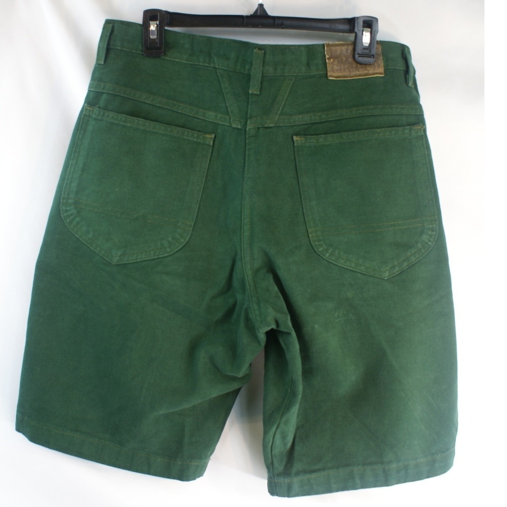 Marithe Francois Girbaud Mens Green Denim Shuttle Shorts Size 32 Vintage Style - Picture 3 of 13